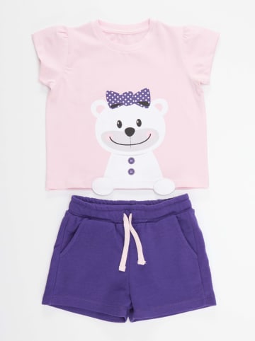 Denokids 2-częściowy zestaw "Teddy Bear" w kolorze jasnoróżowo-fioletowym