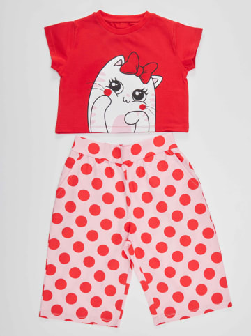 Denokids 2tlg. Outfit "Hello Cat Girl" in Rot/ Rosa