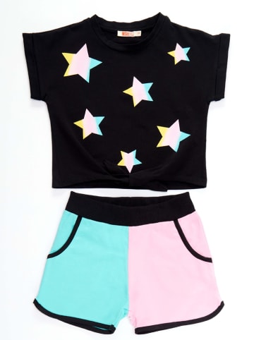 Denokids 2-delige outfit "Stars" zwart/meerkleurig