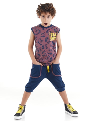 Denokids 2-delige outfit "Sea" lichtbruin/donkerblauw