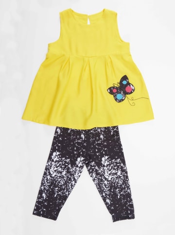 Denokids 2-delige outfit "Butterfly" geel/zwart