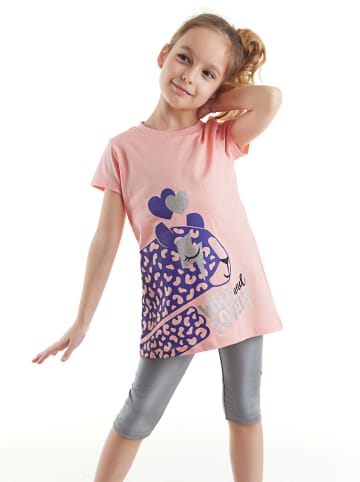 Denokids 2tlg. Outfit "Leopard" in Apricot/ Grau