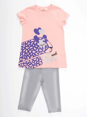 Denokids 2tlg. Outfit "Leopard" in Apricot/ Grau