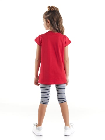 Denokids 2-delige outfit "Super Cat" rood/grijs