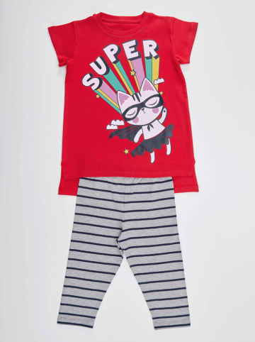 Denokids 2tlg. Outfit "Super Cat" in Rot/ Grau