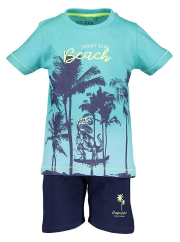 Blue Seven 2-delige outfit turquoise/donkerblauw