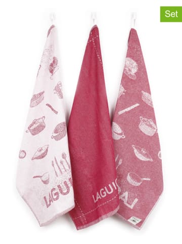 Laguiole 3-delige set: theedoeken rood/wit - (L)70 x (B)50 cm