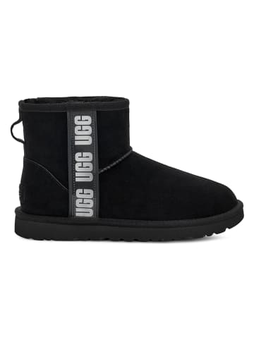 UGG Lammfell-Boots "W Classic Mini Side Logo II" in Schwarz