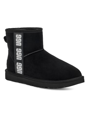 UGG Skórzane botki "W Classic Mini Side Logo II" w kolorze czarnym