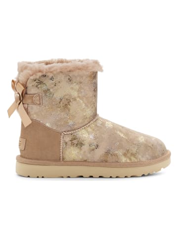 UGG Leder-Boots "Mini Bailey Bow Gold Wash" in Beige/ Gold
