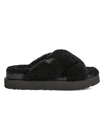 UGG Hausschuhe "Fuzz Sugar Cross Slide" in Schwarz