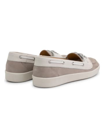 TRAVELIN' Leren mocassins "Marazion" lichtgrijs