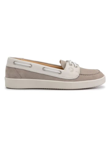 TRAVELIN' Leren mocassins "Marazion" lichtgrijs
