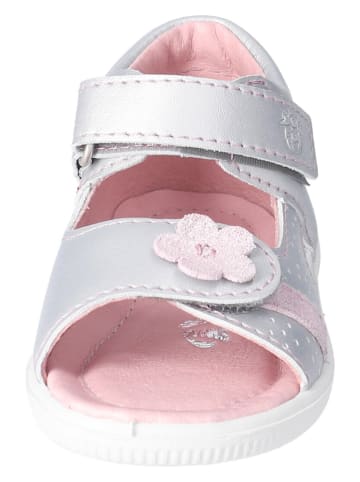 PEPINO Skórzane sandały "Maja" w kolorze srebrno-jasnoróżowym