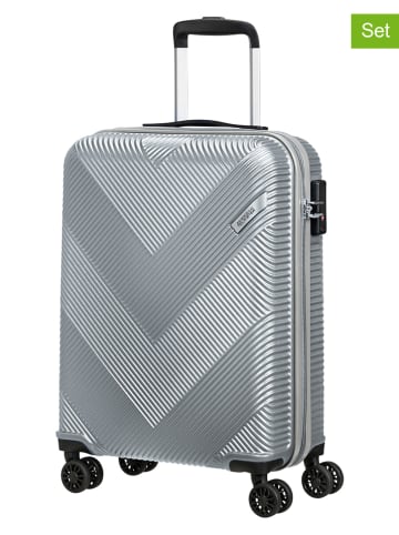 American Tourister 3-delige hardcase-trolleyset zilverkleurig