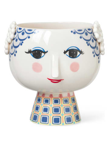 Bjørn Wiinblad Blumentopf "Eva" in Weiß/ Blau - (H)19 x Ø 21 cm