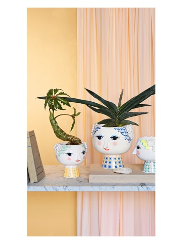 Bjørn Wiinblad Blumentopf "Eva" in Weiß/ Blau - (H)19 x Ø 21 cm