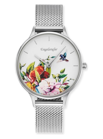 Engelsrufer  Quarzuhr "Blume" in Silber - Ø 34 mm