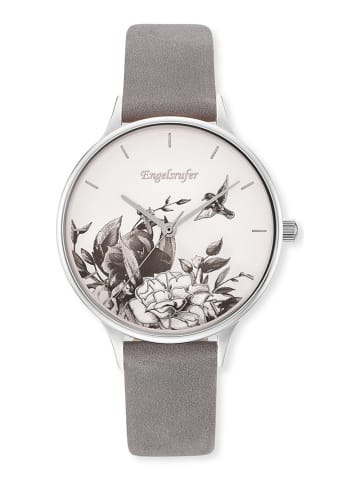 Engelsrufer Quarzuhr "Blume" in Silber/ Grau - Ø 34 mm