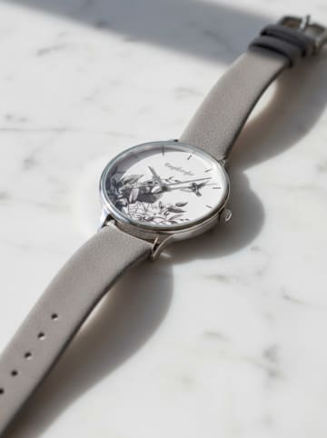 Engelsrufer Quarzuhr "Blume" in Silber/ Grau - Ø 34 mm