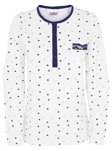 COTONELLA Pyjama in Blau/ Weiß