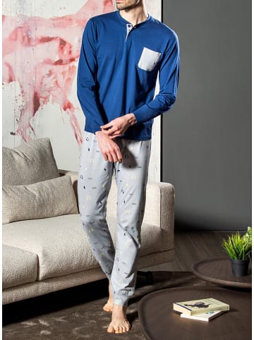 COTONELLA Pyjama blauw/grijs