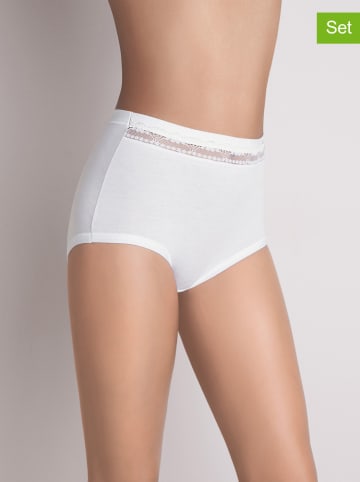 COTONELLA Figi high waist (2 pary) w kolorze białym