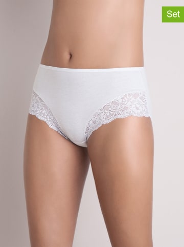COTONELLA Pełne figi high waist (4 pary) w kolorze białym