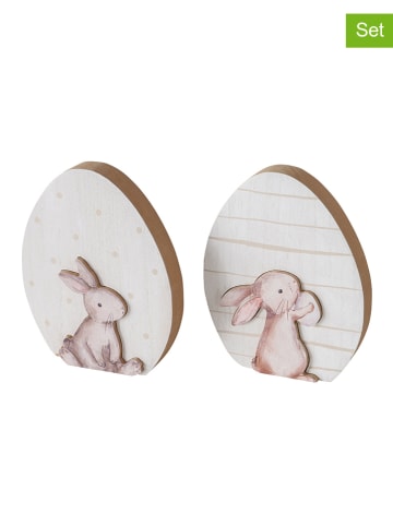 Boltze Dekoracje (2 szt.) "Knuffi" w kolorze biało-jasnoróżowym - wys. 18 cm