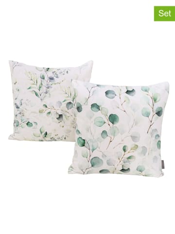 Boltze 2-delige set: kussens "Eukana" wit/groen