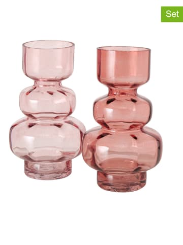 Boltze 2-delige set: vazen "Gianna" lichtroze - (H)15 x Ø 9 cm