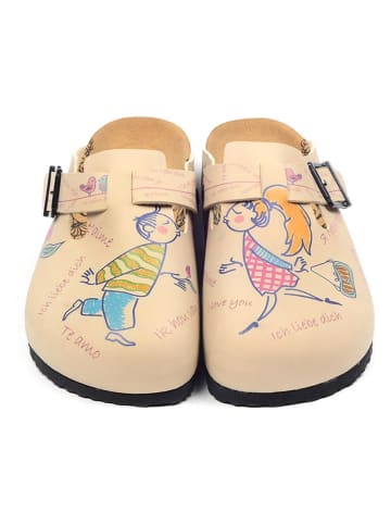 Calceo Clogs in Beige/ Bunt