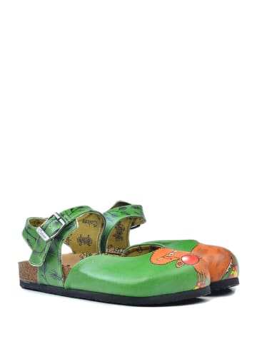 Calceo Enkelsandalen groen/meerkleurig