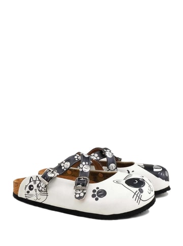 Calceo Clogs in Weiß/ Schwarz