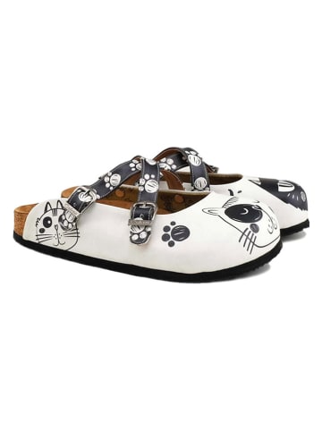 Calceo Clogs wit/zwart