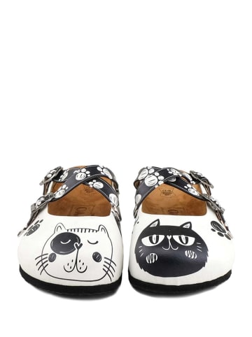Calceo Clogs in Weiß/ Schwarz