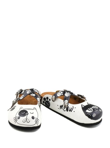Calceo Clogs in Weiß/ Schwarz