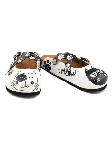 Calceo Clogs wit/zwart