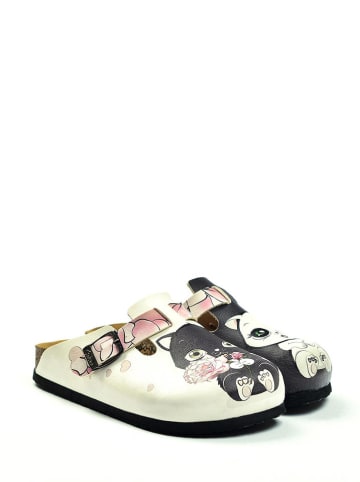 Calceo Clogs in Weiß/ Schwarz