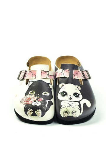 Calceo Clogs in Weiß/ Schwarz
