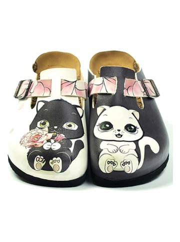 Calceo Clogs wit/zwart