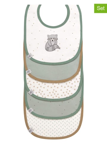 Lässig 5er-Set: Lätzchen "Racoon" in Creme/ Grün