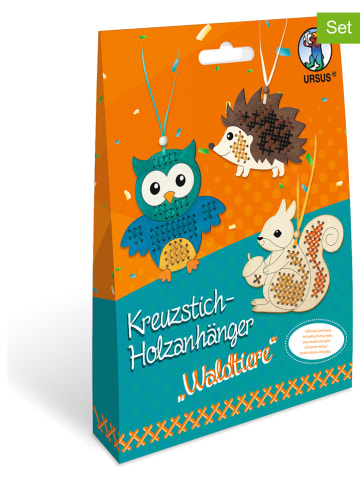 URSUS Kreuzstich-Honzanhänger-Set "Waldtiere" in Bunt