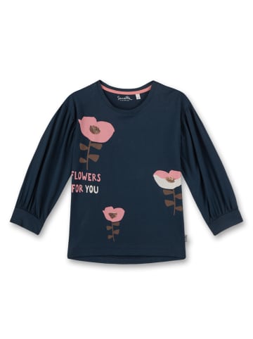 Sanetta Kidswear Longsleeve "Flowers For You" donkerblauw