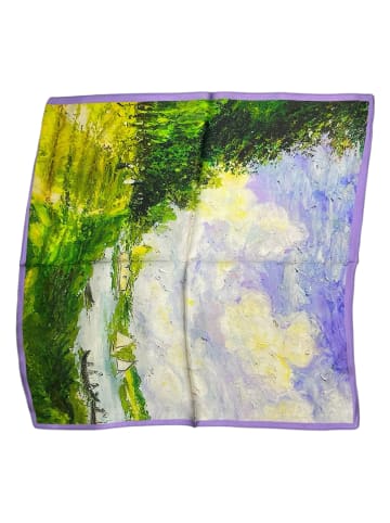 Made in Silk Zijden sjaal blauw/groen - (L)50 cm x (B)50 cm