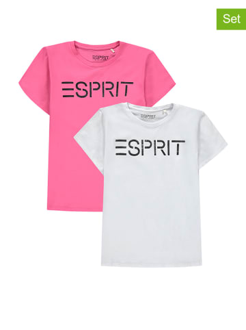 ESPRIT Koszulki (2 szt.) w kolorze różowym i białym