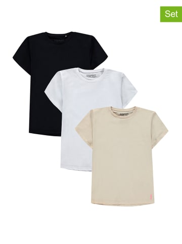 ESPRIT 3er-Set: Shirts in Schwarz/ Weiß/ Beige