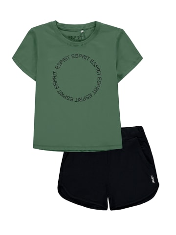 ESPRIT 2-delige outfit zwart/groen