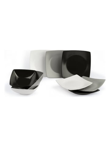 Trendy Kitchen by EXCÉLSA 18tlg. Tafelservice "Eclipse" in Grau/ Schwarz/ Weiß