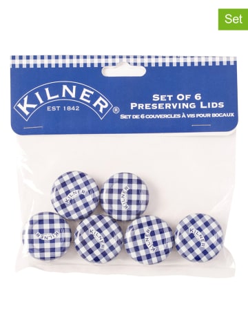 Kilner 6er-Set: Deckel in Blau/ Weiß - (L)6 x (B)3 cm